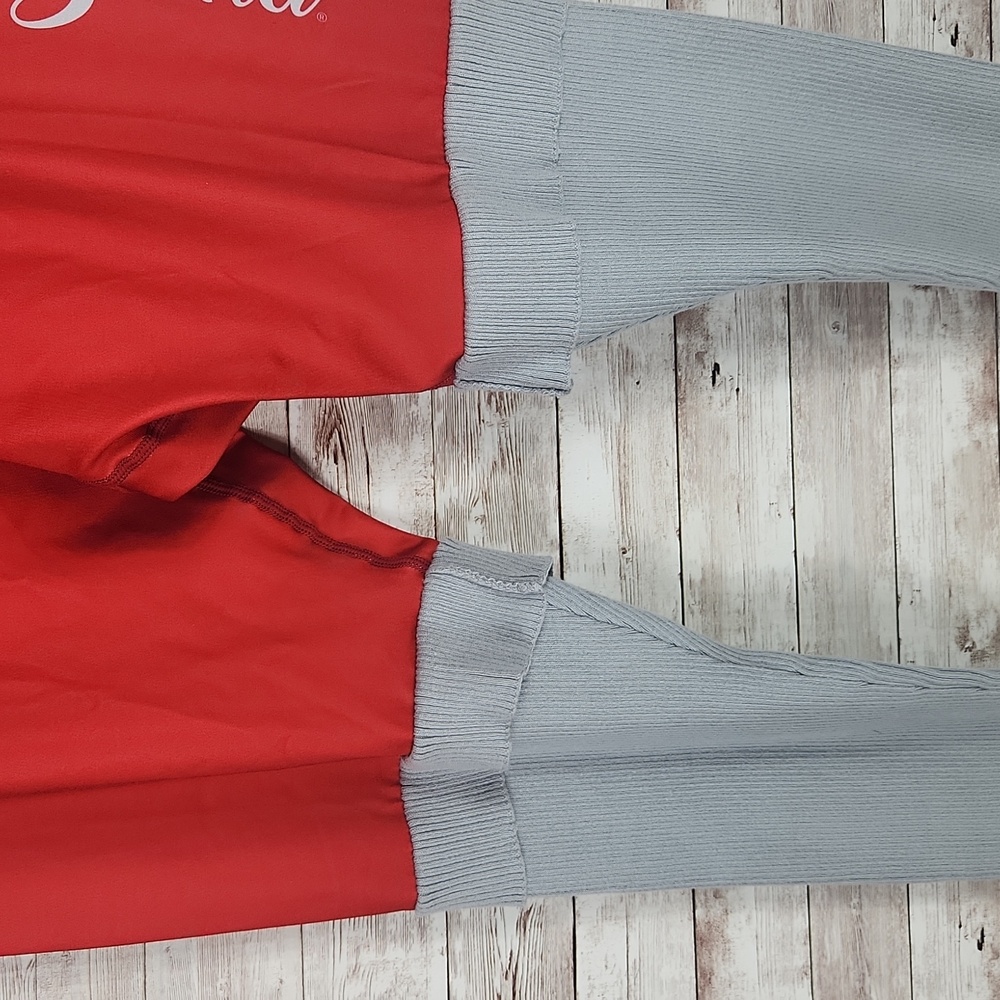 FOCOusa Forever, Women's Red And Gray Spandex And Gray Ribbed Leggings, Size L - Picture 3 of 7